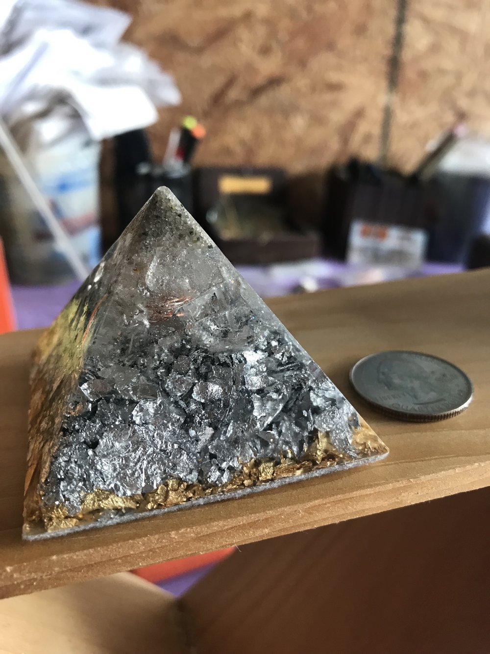 GOLD - SILVER - DIAMOND ORGONE, ORGONITE PYRAMID